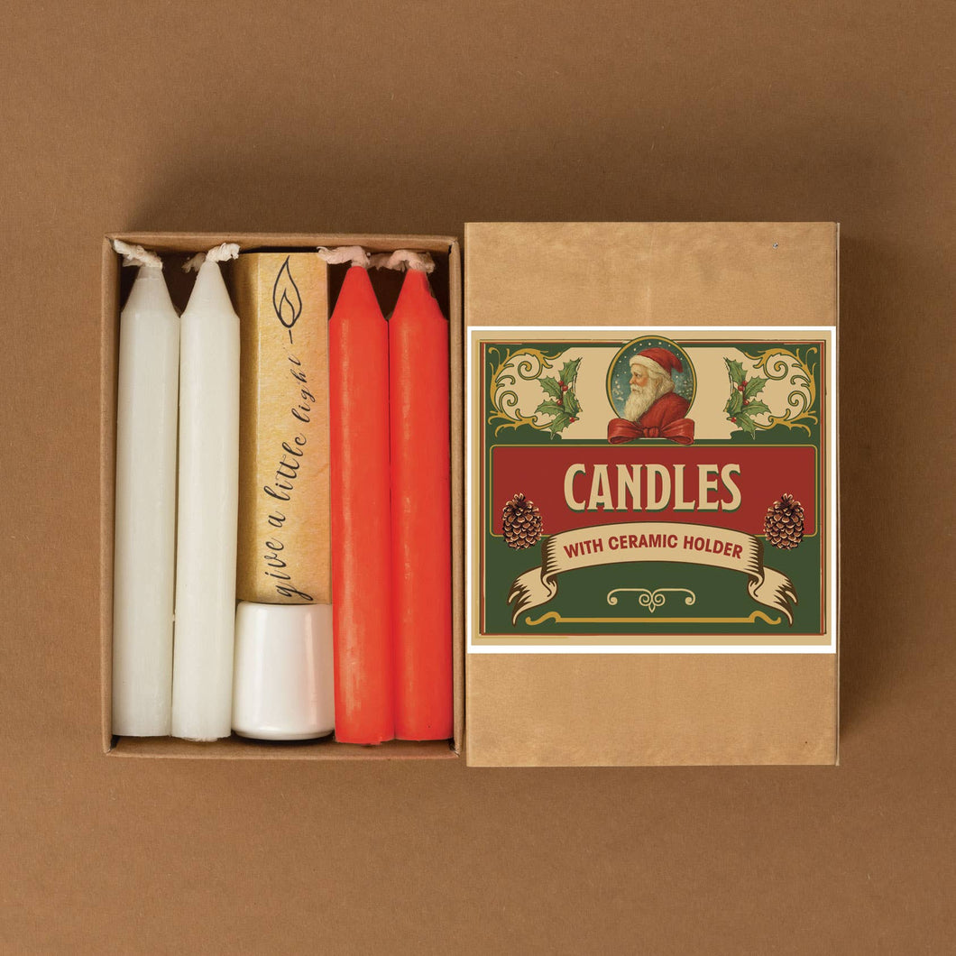 Christmas Candles & Ceramic Holder