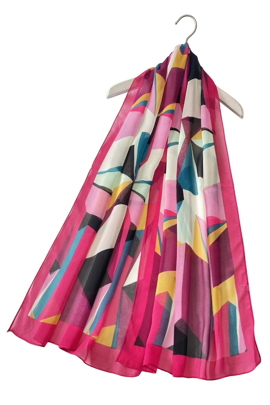 80s Abstract Geo Print Chiffon Scarf