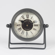 Load image into Gallery viewer, Black Parisian Desk Clock- Vintage Roman Numeral Table Clock
