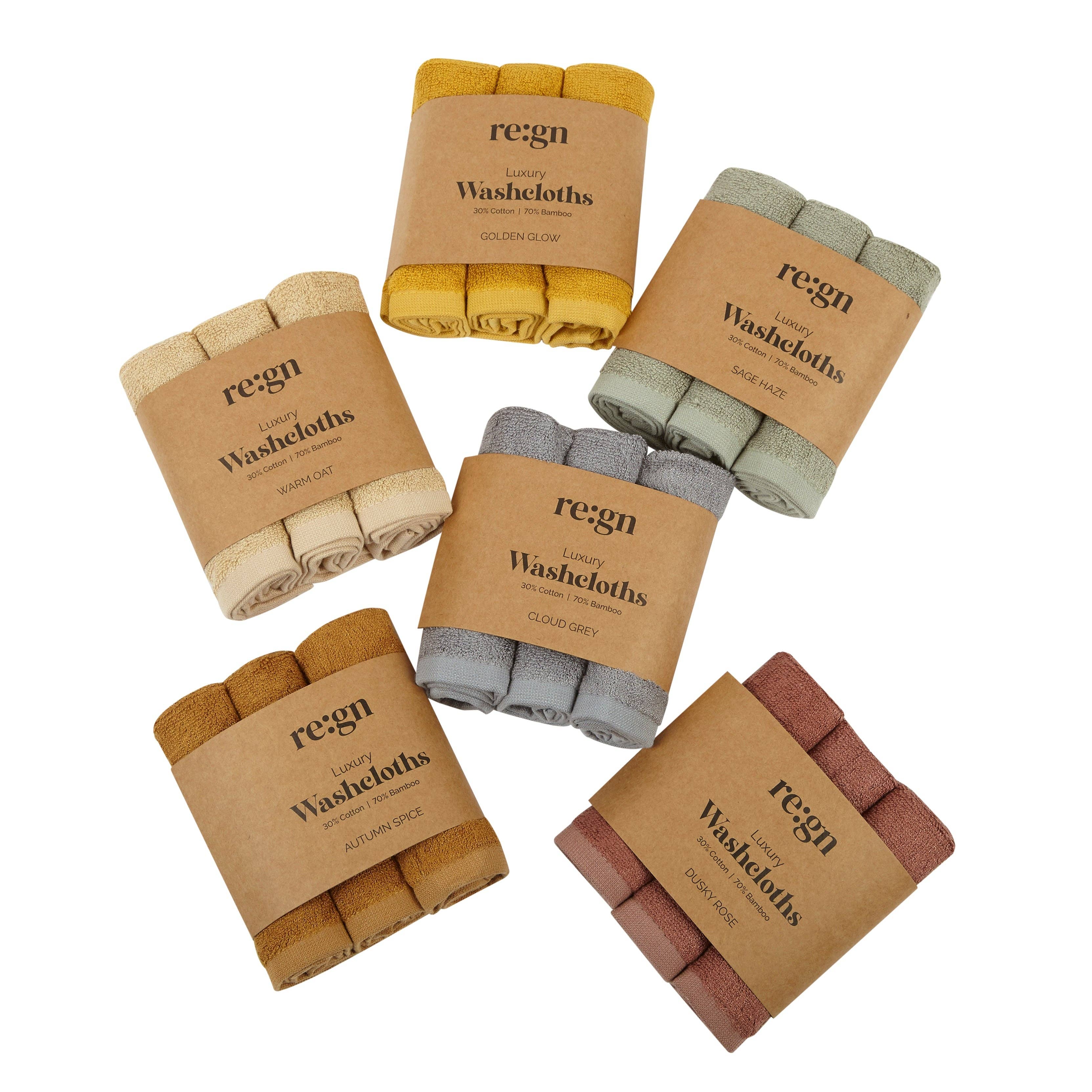 Re:gn Luxury Bamboo Face Cloths – Ultra-Soft - 3 Pack