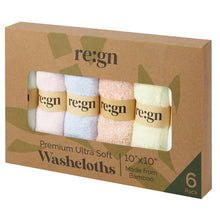 Load image into Gallery viewer, Re:gn Organic Bamboo Face Cloths – Ultra-Soft Eco Washcloths, Pastel 6 Pack
