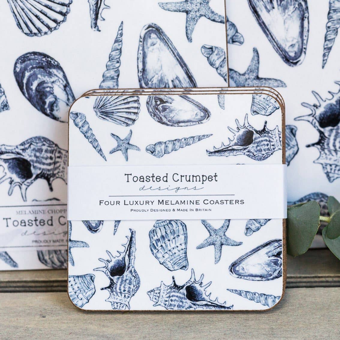 Inky Shells Set of 4 Coasters (Coastal Collection)