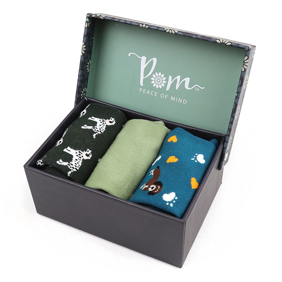 Teal mix dog themed triple sock boxed set