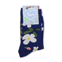 Load image into Gallery viewer, Navy mix mix bold floral ankle socks
