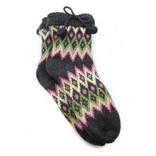 Load image into Gallery viewer, Charcoal mix diamond knit slipper socks
