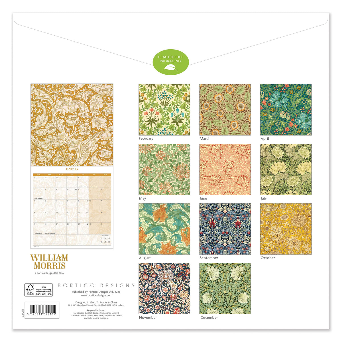 2027 Square Calendar - William Morris