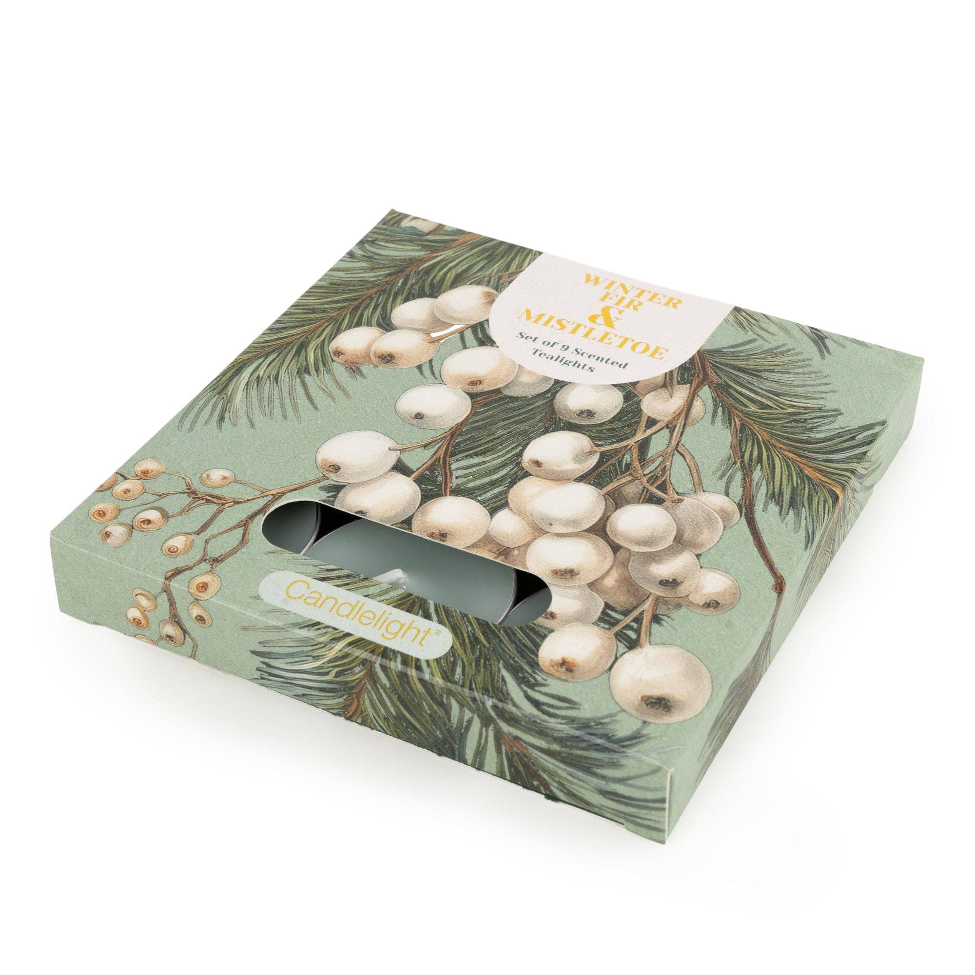 Set of 9 Tealights - Winter Fir & Mistletoe 6pk