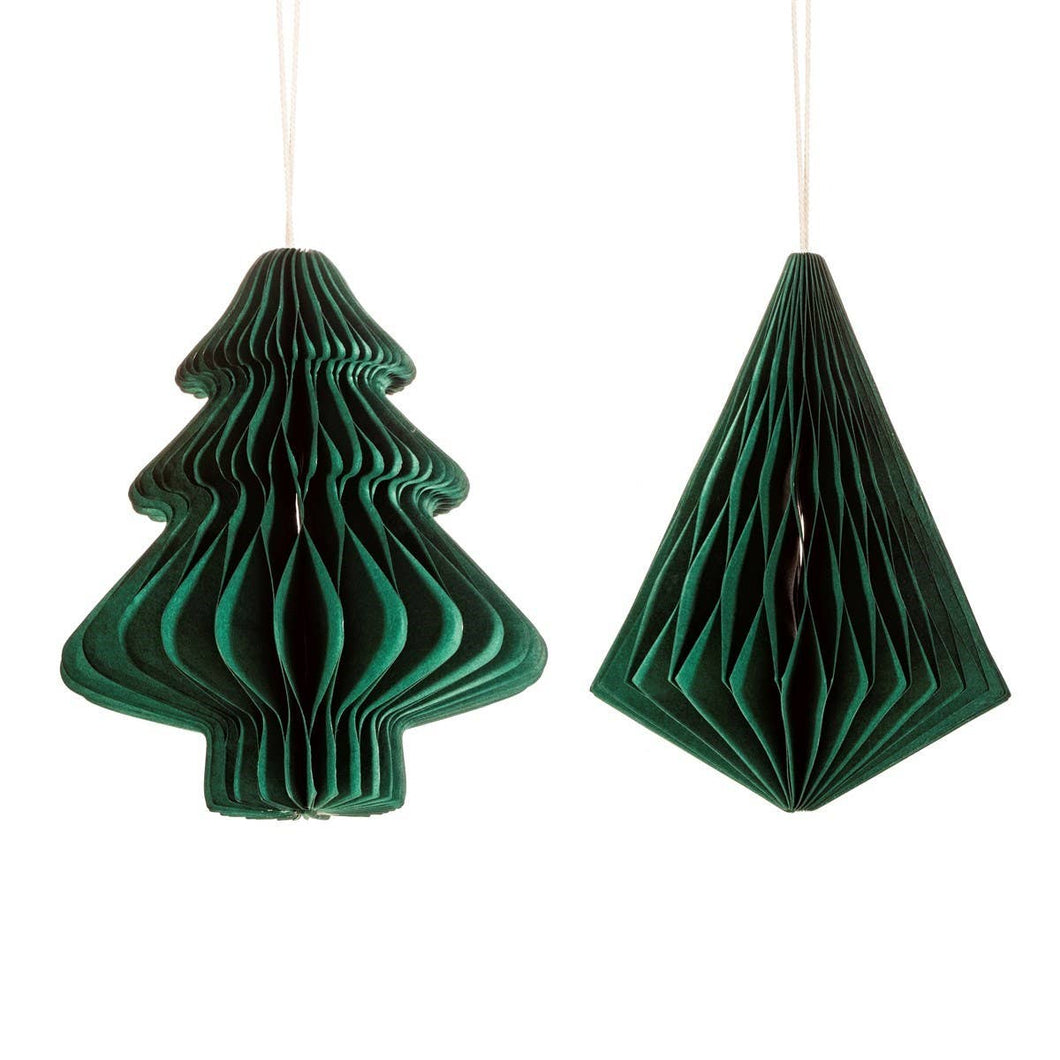 Green Tree & Diamond Paper Honeycomb Hanging Dec Ast