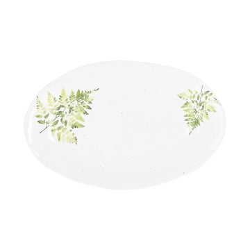 Ceramic Oval Plate - White Fern