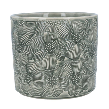 Stoneware Pot Cover 20cm - Grey Cosmos