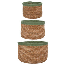 Load image into Gallery viewer, Woven Tub Baskets 22cm - Coloured Trim - Set of 3
