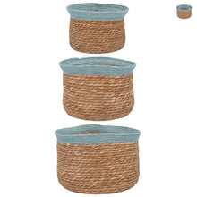 Load image into Gallery viewer, Woven Tub Baskets 22cm - Coloured Trim - Set of 3
