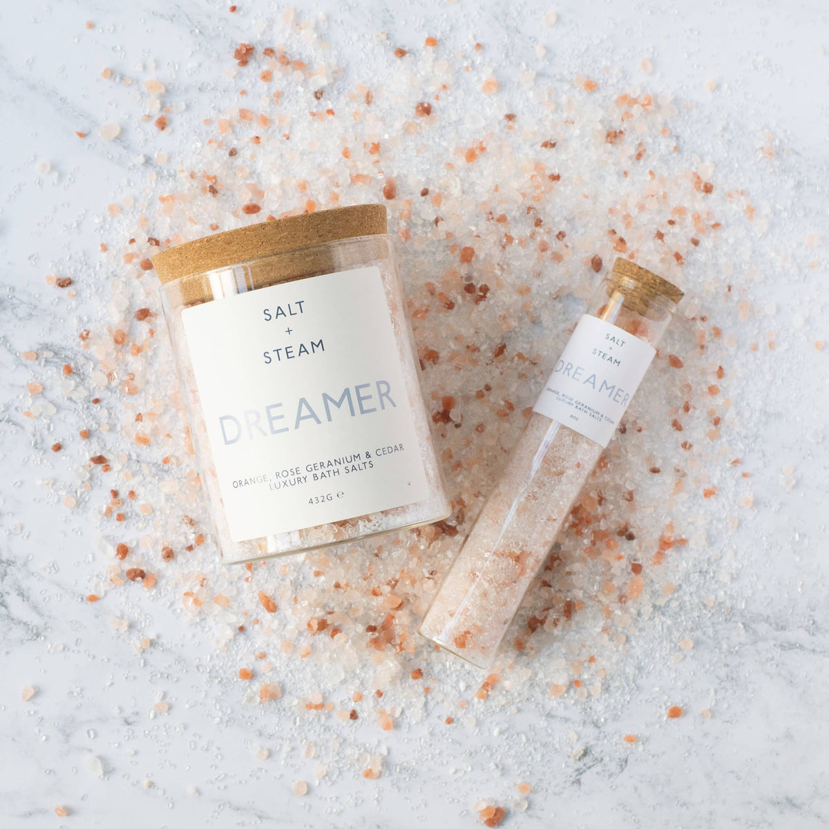 SALT + STEAM Dreamer Bath Salts – Orange, Rose Geranium & Cedar