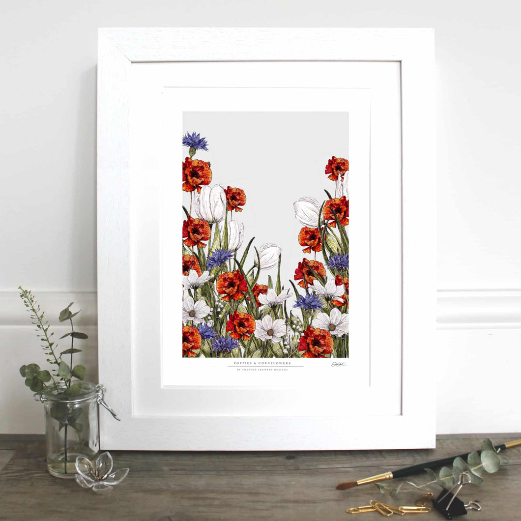 Poppies & Cornflowers 12x16