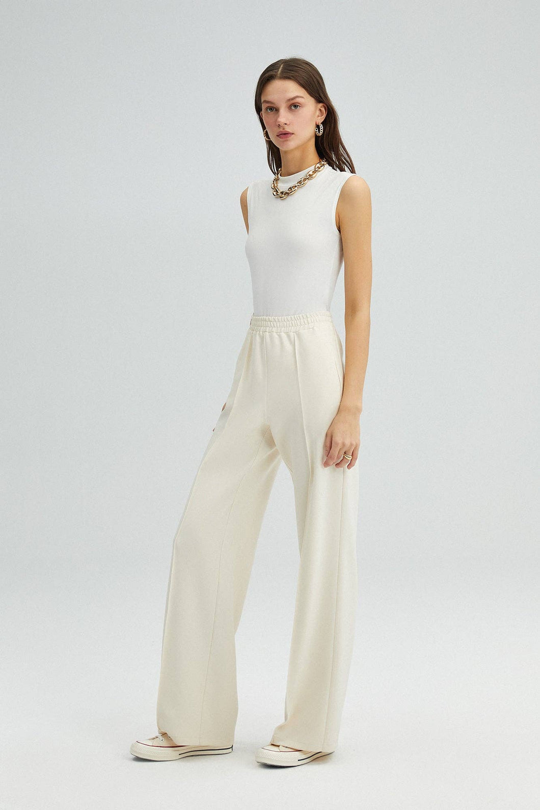 RIBBED CREPE TROUSERS