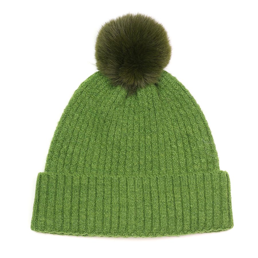 Recycled blend classic green bobble hat