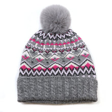 Load image into Gallery viewer, Recycled blend grey mix fair isle bobble hat
