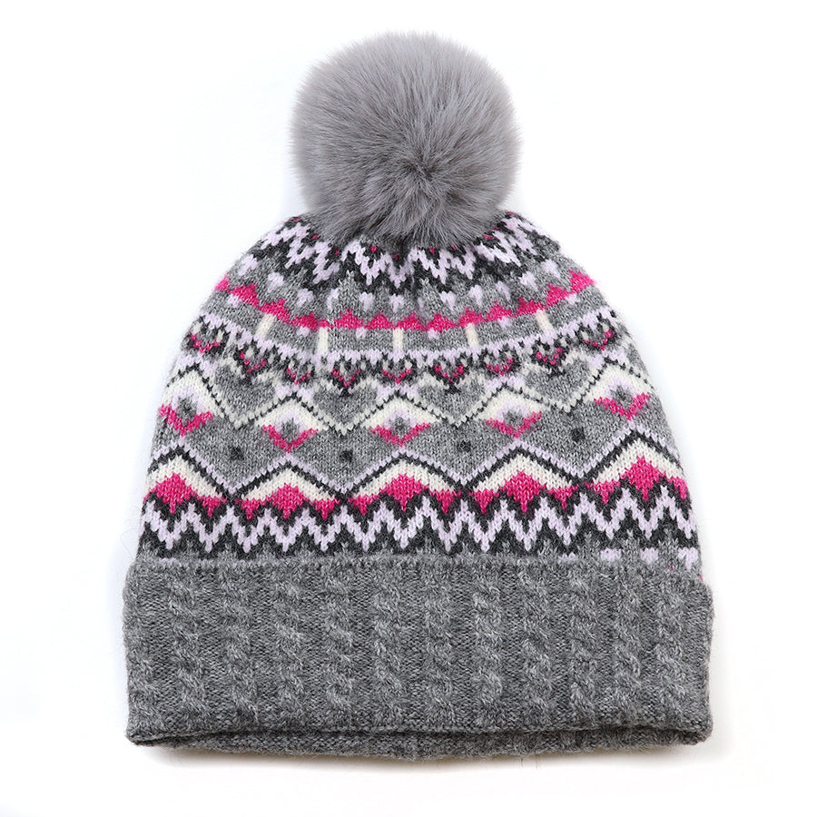 Recycled blend grey mix fair isle bobble hat