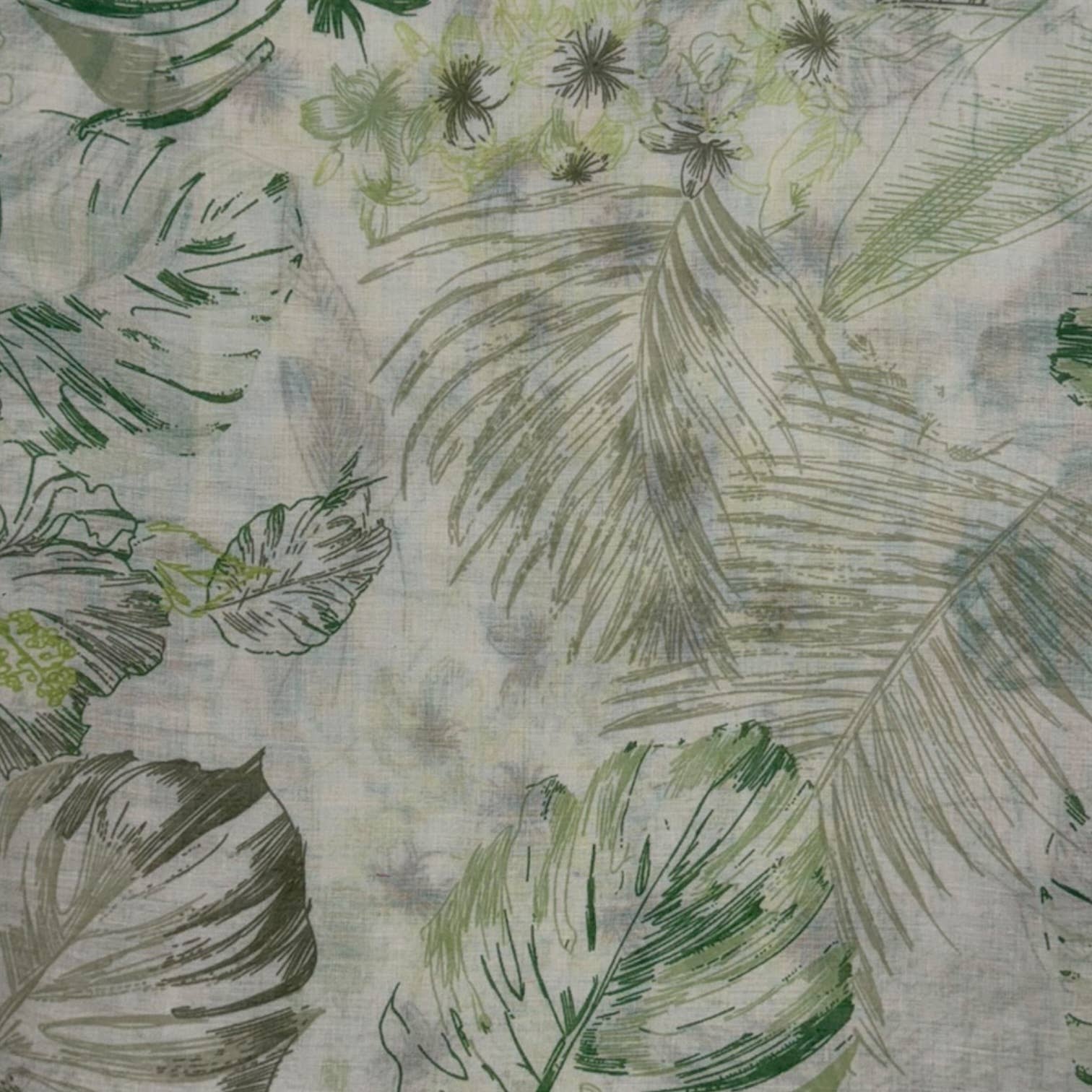 Tropical Leaf & Floral Print Tassel Scarf