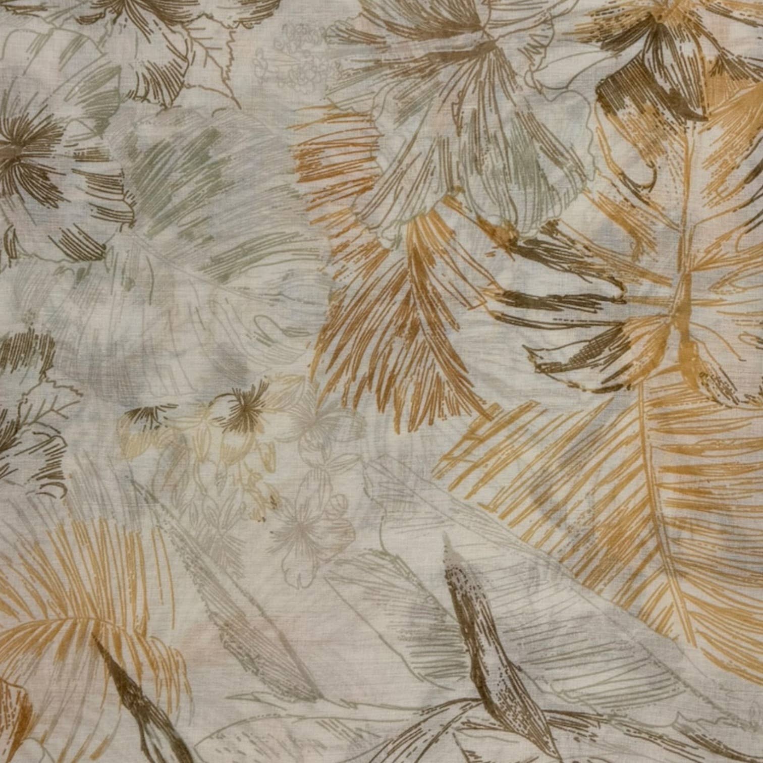 Tropical Leaf & Floral Print Tassel Scarf
