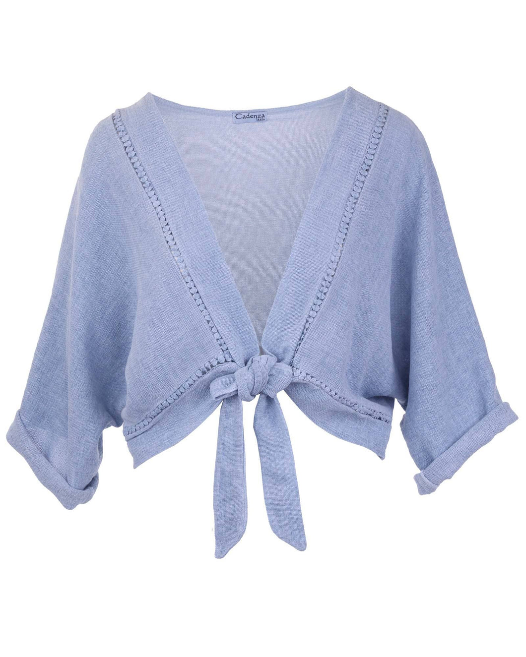 Linen and Cotton Blend Tie Front Jacket