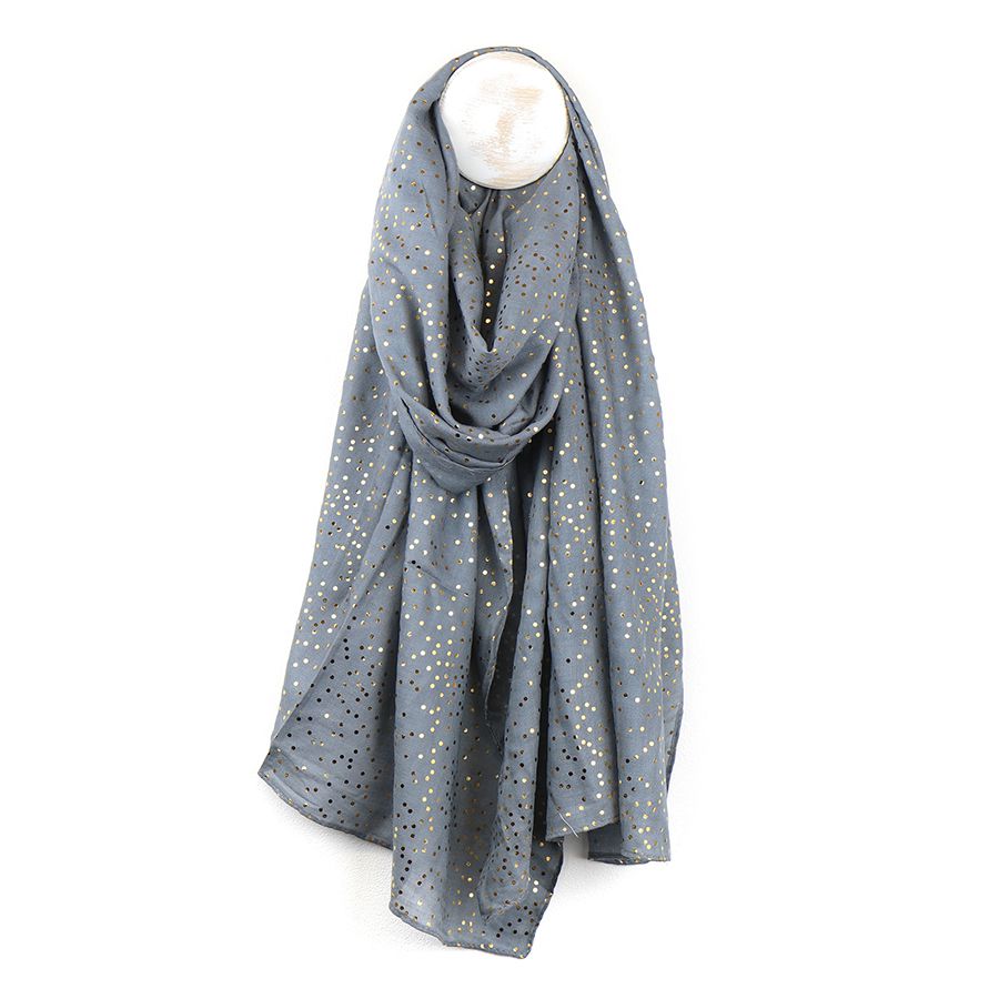 Dove grey scarf with metallic speckle print