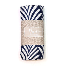 Load image into Gallery viewer, Blue border monochrome leaf print scarf
