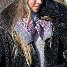 Load image into Gallery viewer, Grey marl recycled blend fair isle pull through scarf
