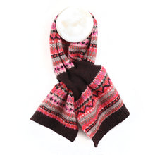 Load image into Gallery viewer, Red and pink mix recycled blend fair isle pull through scarf
