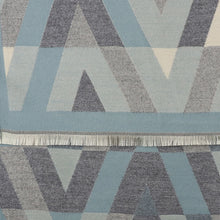 Load image into Gallery viewer, Grey and duck egg mix geo chevron jacquard scarf
