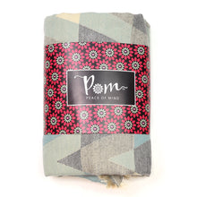 Load image into Gallery viewer, Grey and duck egg mix geo chevron jacquard scarf
