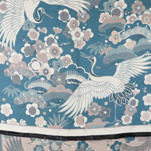 Load image into Gallery viewer, Teal blue crane and floral jacquard scarf
