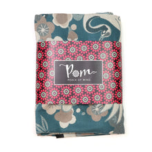 Load image into Gallery viewer, Teal blue crane and floral jacquard scarf
