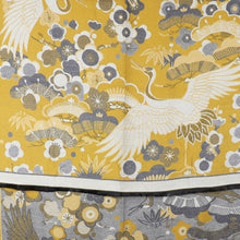 Load image into Gallery viewer, Mustard crane and floral jacquard scarf
