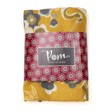 Load image into Gallery viewer, Mustard crane and floral jacquard scarf
