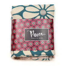 Load image into Gallery viewer, Dusky teal retro daisy jacquard scarf
