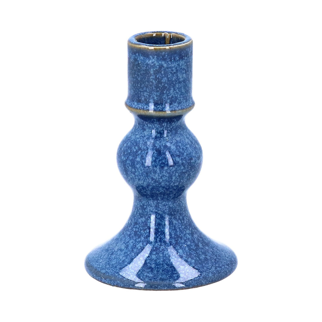 Porcelain Candlestick - Short Blue