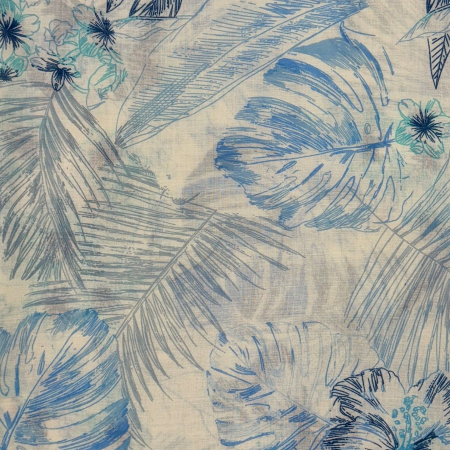 Tropical Leaf & Floral Print Tassel Scarf