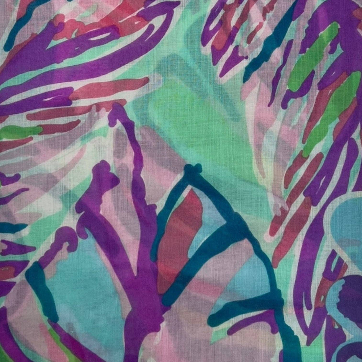 Tropical Flower and Leaves Print Scarf