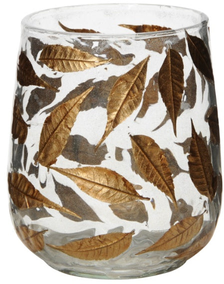 Gold Leaves Tea Light Holder