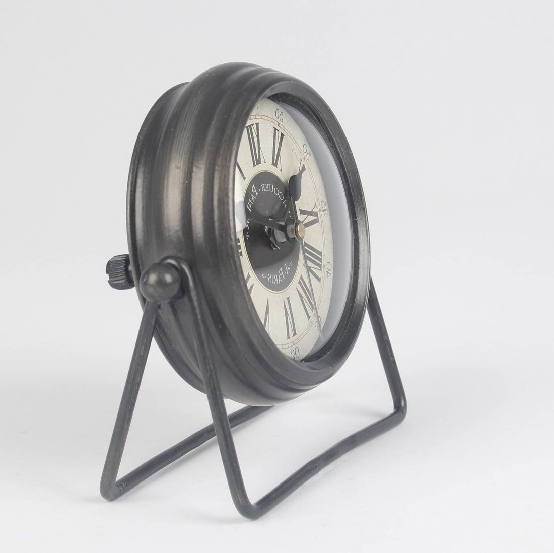 Black Parisian Desk Clock- Vintage Roman Numeral Table Clock