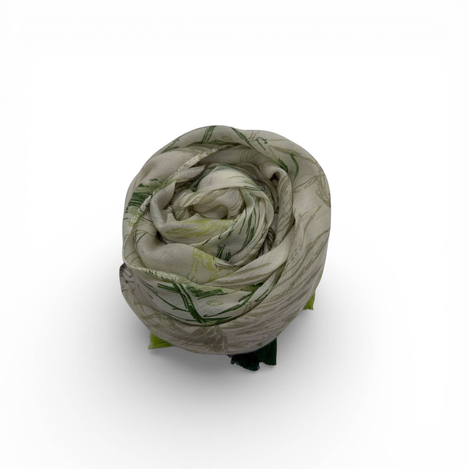 Tropical Leaf & Floral Print Tassel Scarf