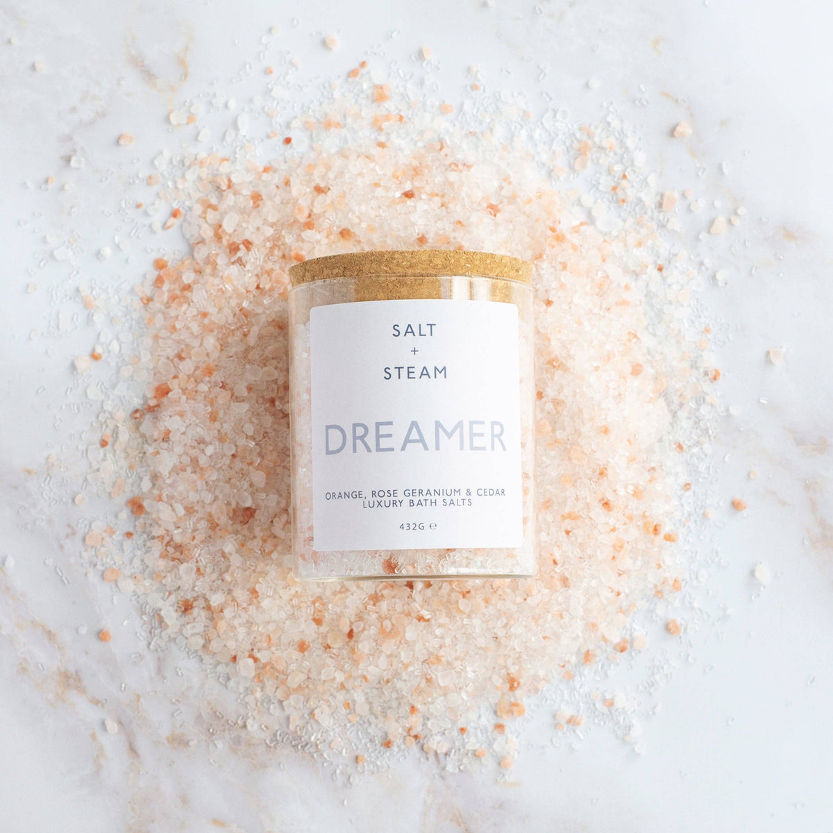 SALT + STEAM Dreamer Bath Salts – Orange, Rose Geranium & Cedar
