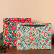 Load image into Gallery viewer, Christmas 2025 Large Shopper Gift Bag Berries Holly Blue
