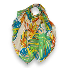 Load image into Gallery viewer, Tropical Flower and Leaves Print Scarf

