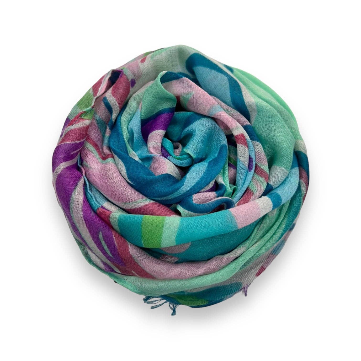 Tropical Flower and Leaves Print Scarf