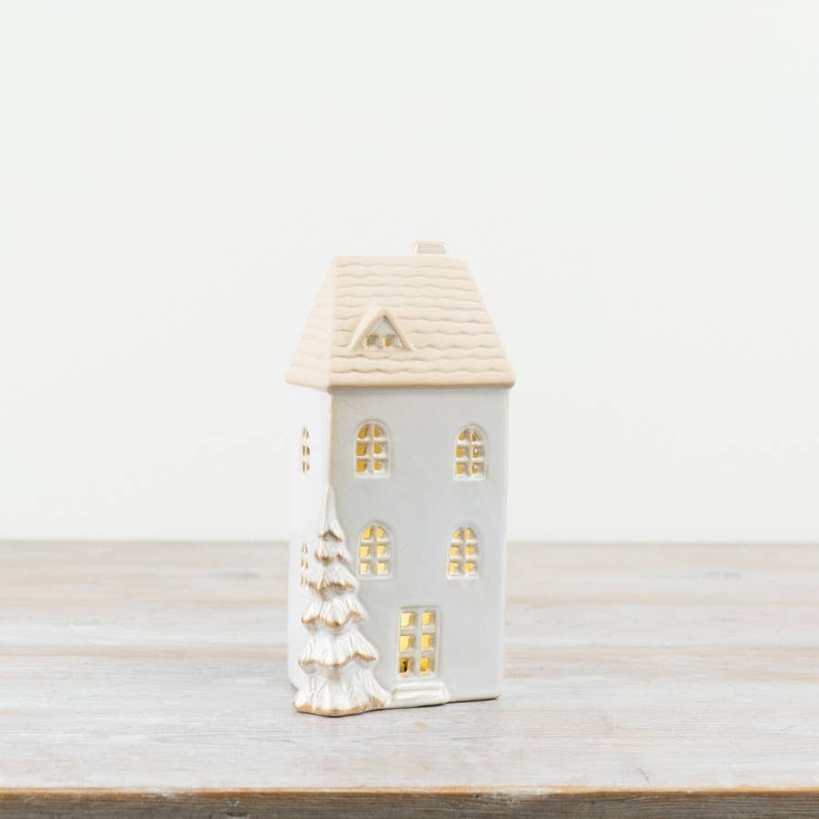 LED Festive House w/ Gold Detail