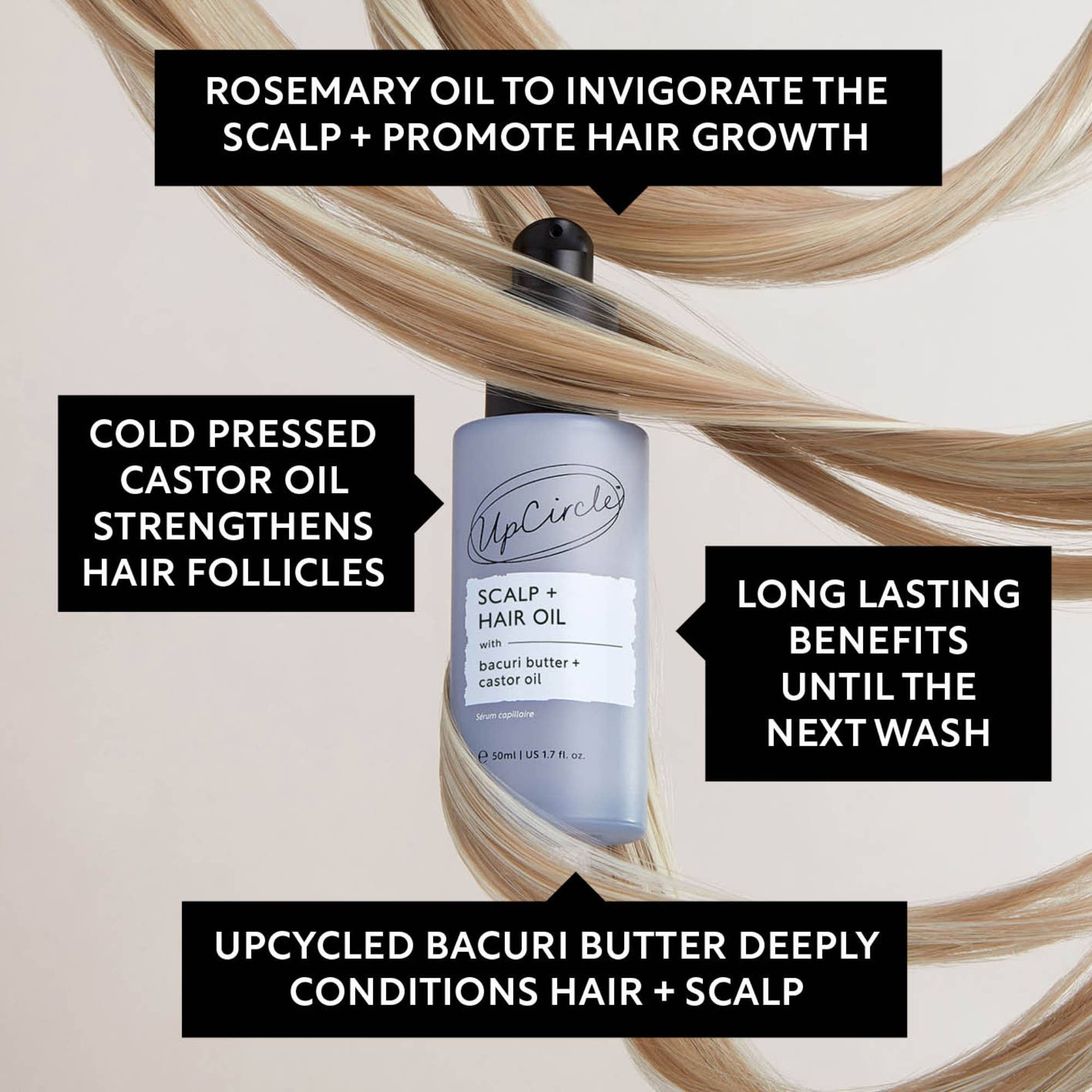 Upcircle I Scalp + Hair Oil Treatment - heat damage, growth, split ends