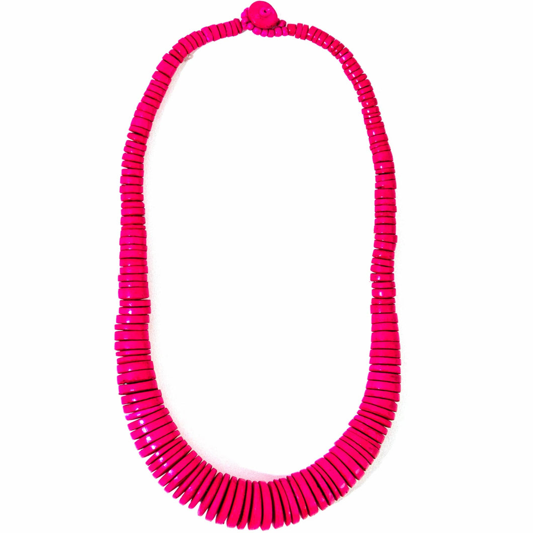 Graduated Coco Disc Necklace Fuschia