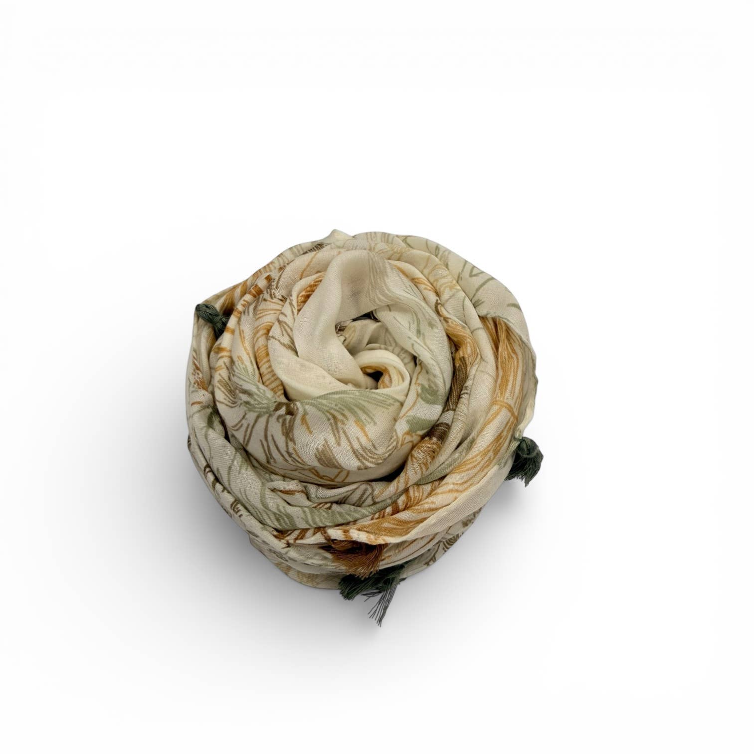 Tropical Leaf & Floral Print Tassel Scarf
